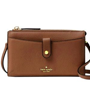 Kate spade brown pebble leather crossbody wallet gently used!